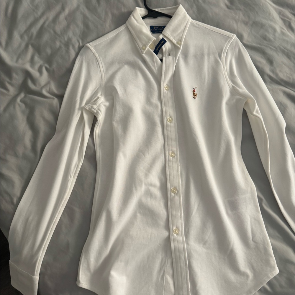 Ralph Lauren White Knit Oxford Polo Shirt